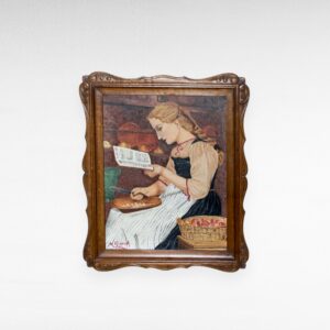 Tapytas paveikslas  "Skaitanti mergaitė su obuoliais" 