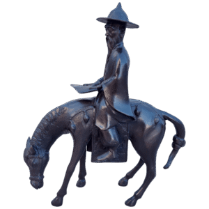 Bronzinė skulptūra „Išminčius ant mulio“