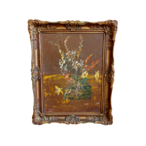 Aliejinis paveikslas su gėlių puokšte