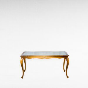 Šviesus staliukas su stiklu ir ratanu